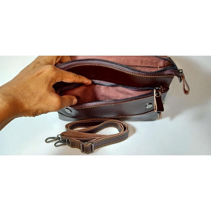 Clutch Handbag Selempang Tas Tangan Pria Wanita Kulit Asli