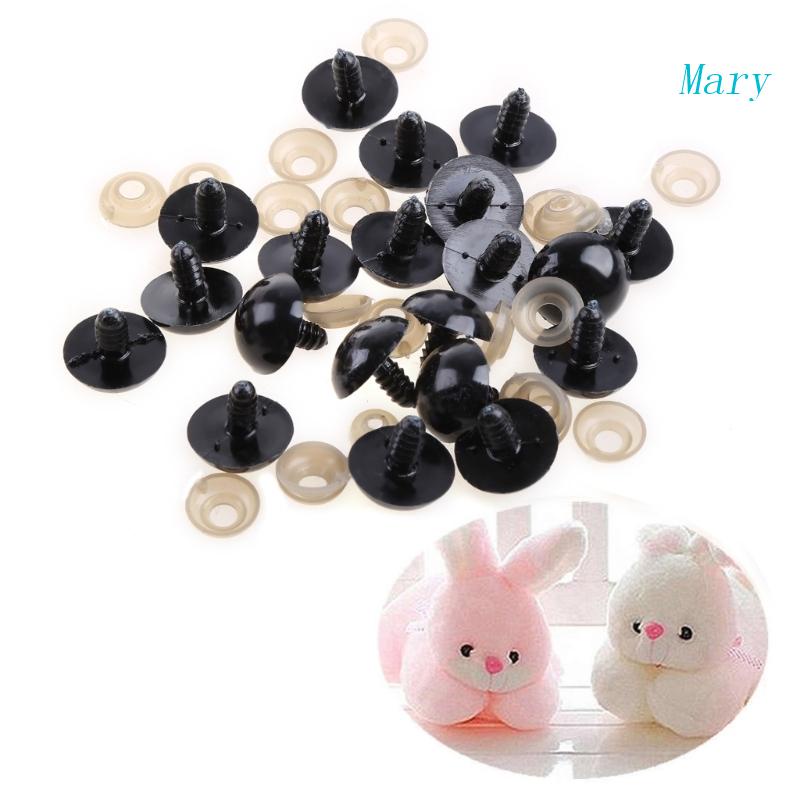 Mary 20pcs Mata Pengaman Plastik Hitam 6-20mm Untuk Teddy Bear/Boneka/Mainan Hewan/Felting