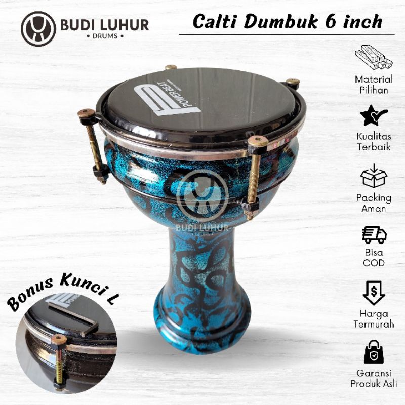 Calti Darbuka Dumbuk Motif Warna Abstrak Biru Ukuran Anak 6 inch Kualitas Terbaik Best Seller