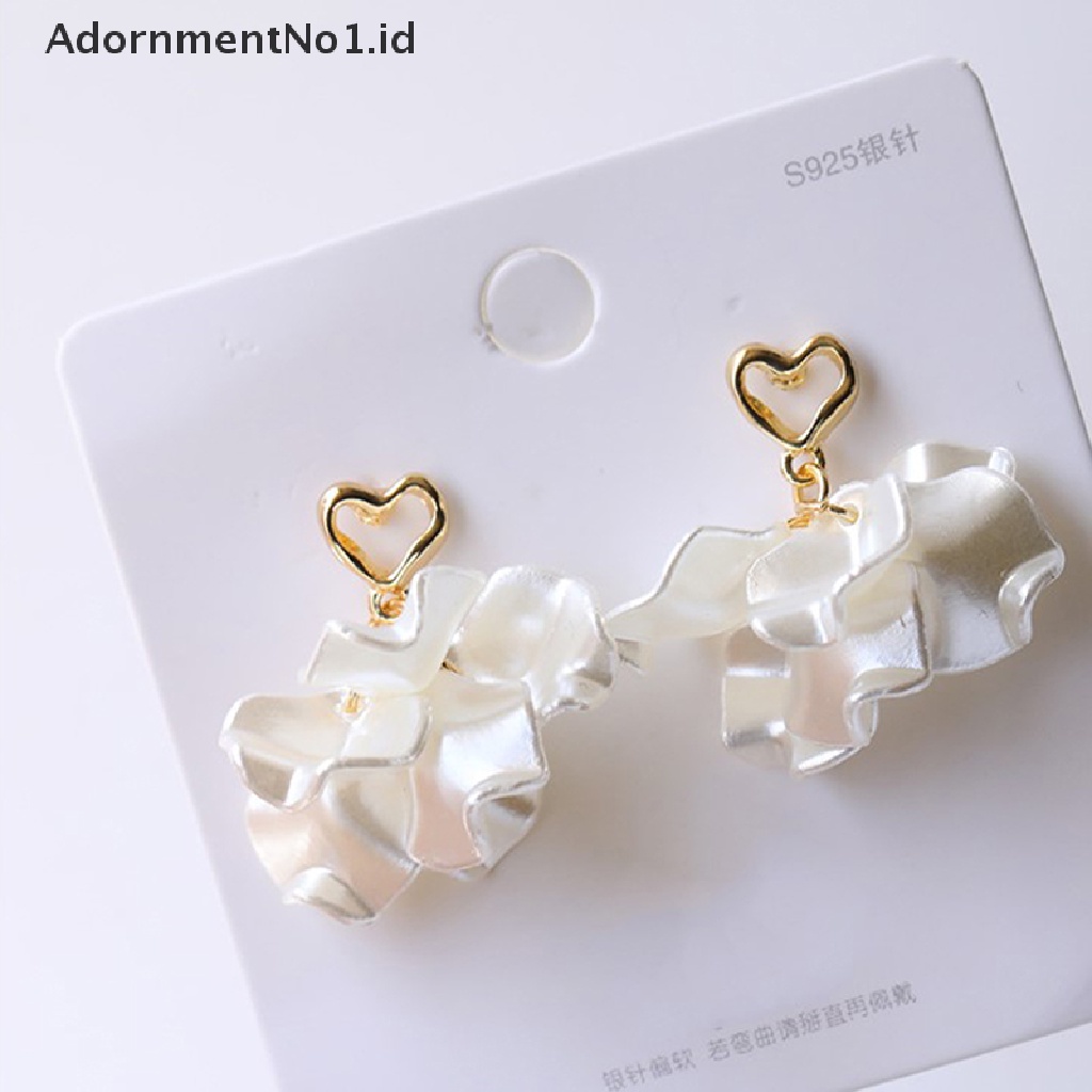 [AdornmentNo1] Anting Drop Kelopak Bunga Shell Akrilik Korea Untuk Wanita Elegan Metal Hollow [ID]