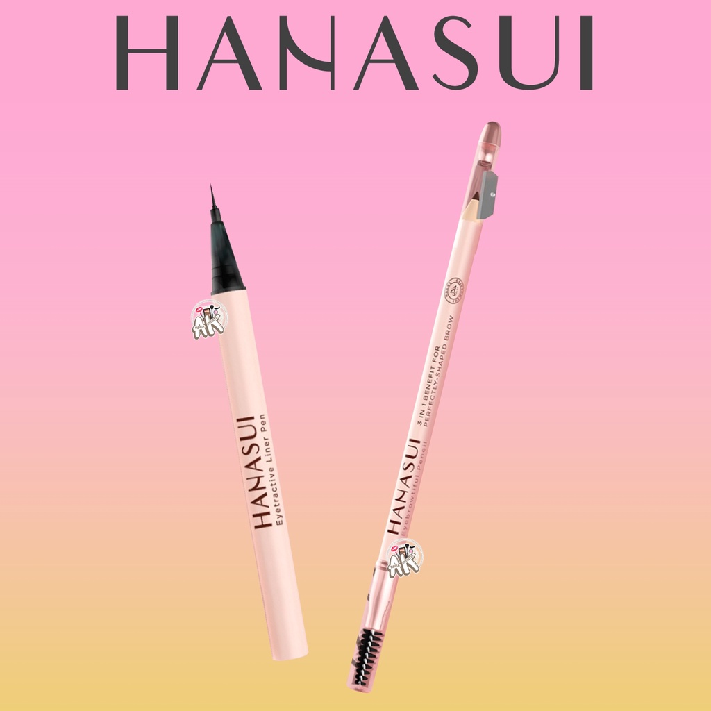 HANASUI EYEBROW PENCIL / HANASUI PENSIL ALIS / EYELINER PEN MATIC / MASCARA BLACK EYEDORABLE