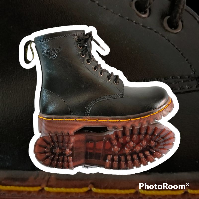 boots high tali 8 hole pria wanita unisex sol hitam kaca terlaris UK 36-45