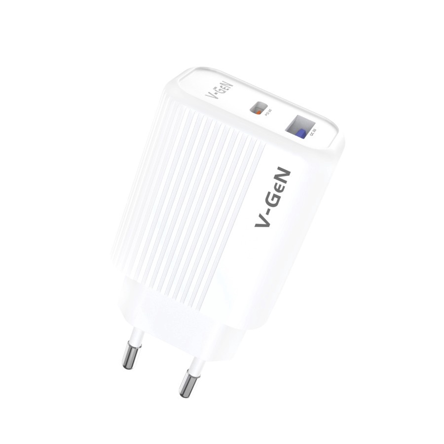 Adaptor Charger V-GeN VTC2-24 Dual Fast Charging QC3.0 PD 20W Type C