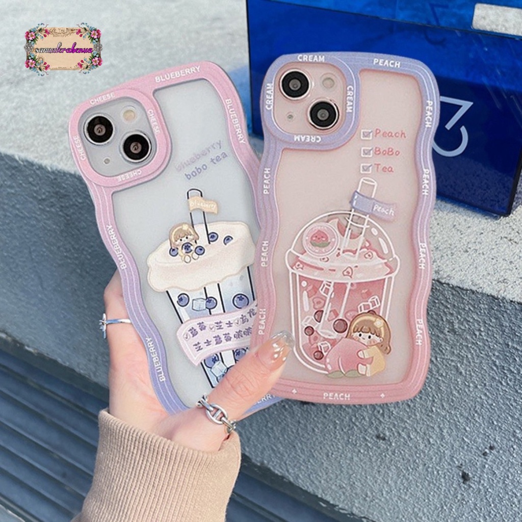 SS132 CASING SOFTCASE PEACH BOBA TEA FOR IPHONE 7 8 7+ 8+ X XS XR XS MAX 11 12 13 14 PRO MAX SB4679