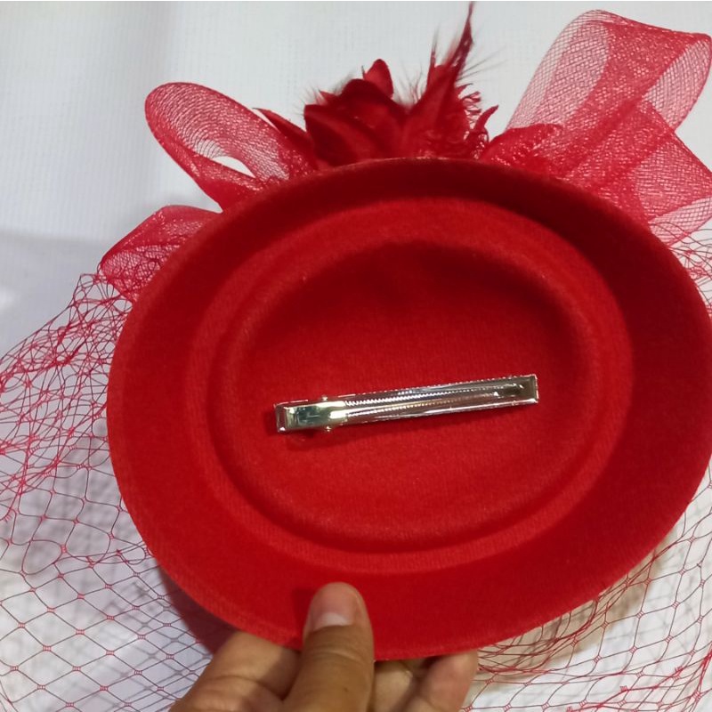 Topi Fascinator Jala Putik A70-Headpiece Pesta Wanita