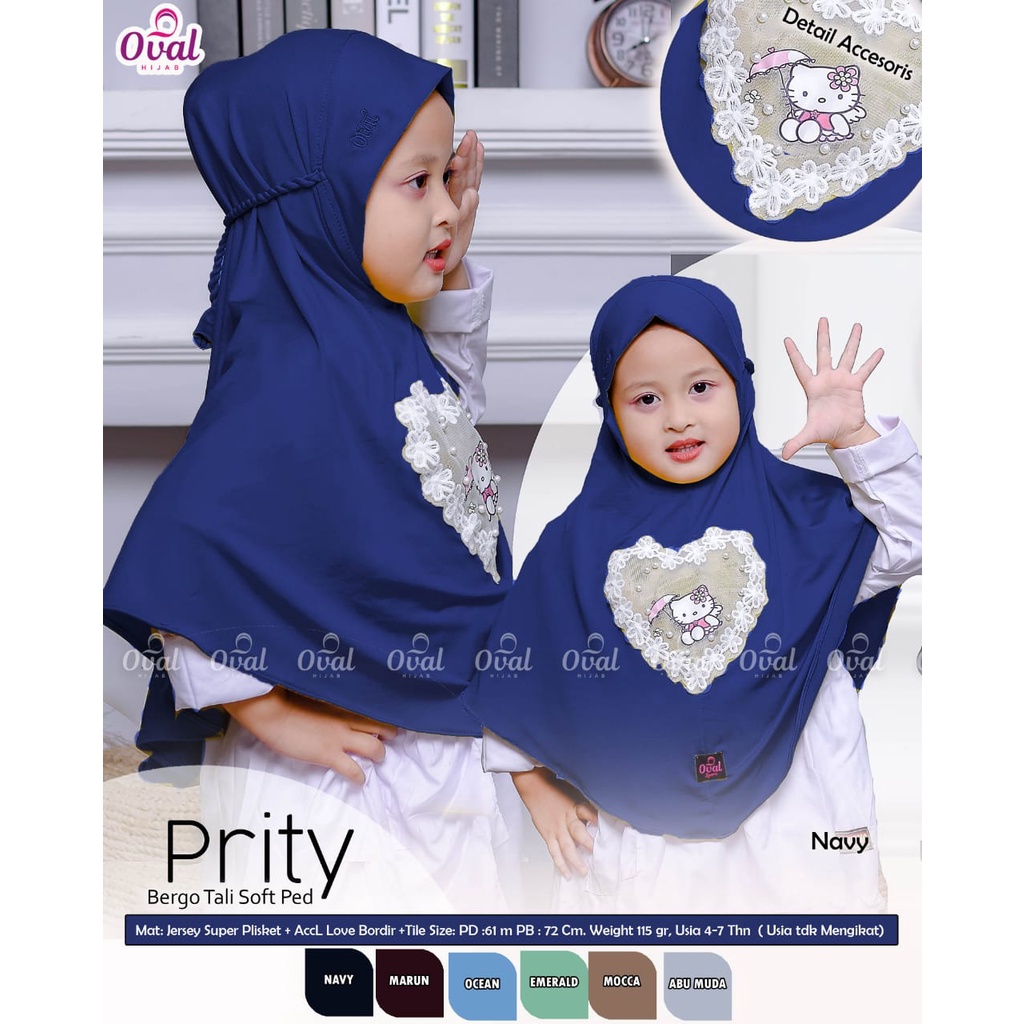 Prity Bergo Anak Bergo Tali Soft Ped By Oval Hijab Anak Jersey Super Plisket Bergo Jersey
