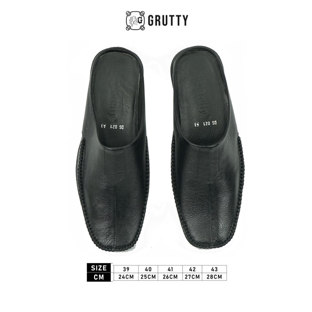 Sepatu Sandal Pria Grutty DC021 Hitam Bustong Pria Sepatu slip on selop Kulit Asli