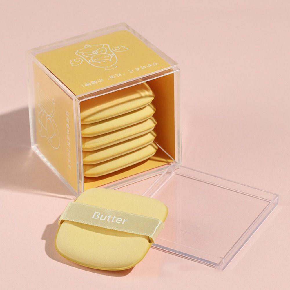 Agustina Puff Kosmetik Wanita Kuning Super Lembut Kecantikan Pemula Facial Concealer Kering Basah Dual-use Makeup Tools Air Cushion Puff