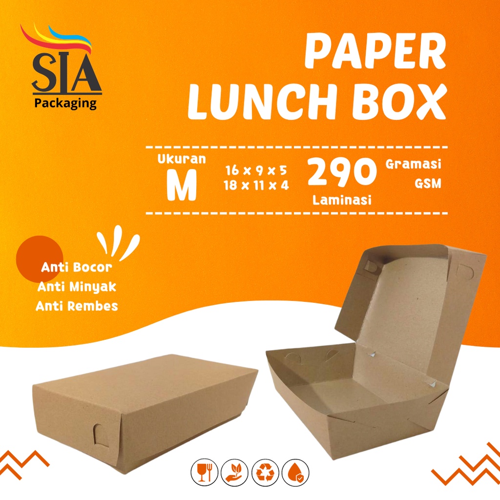 LUNCH BOX MEDIUM DAN LARGE | KARDUS LUNCH BOX | KARDUS KRAFT MAKANAN