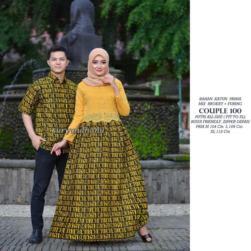 Batik Couple Gamis brokat aksara 2507 SARIMBIT