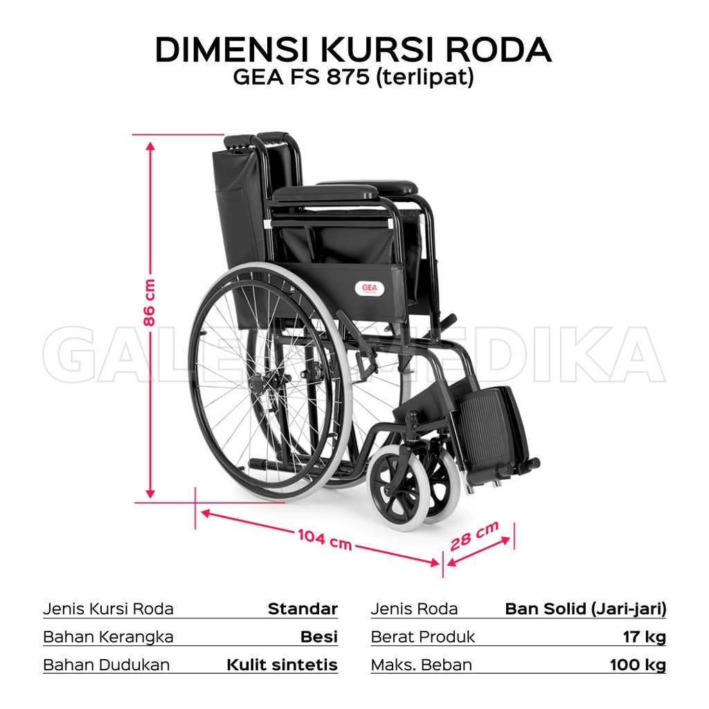 Kursi Roda GEA FS 875 / FS875 / FS-875 - Kursi Roda Rumah Sakit