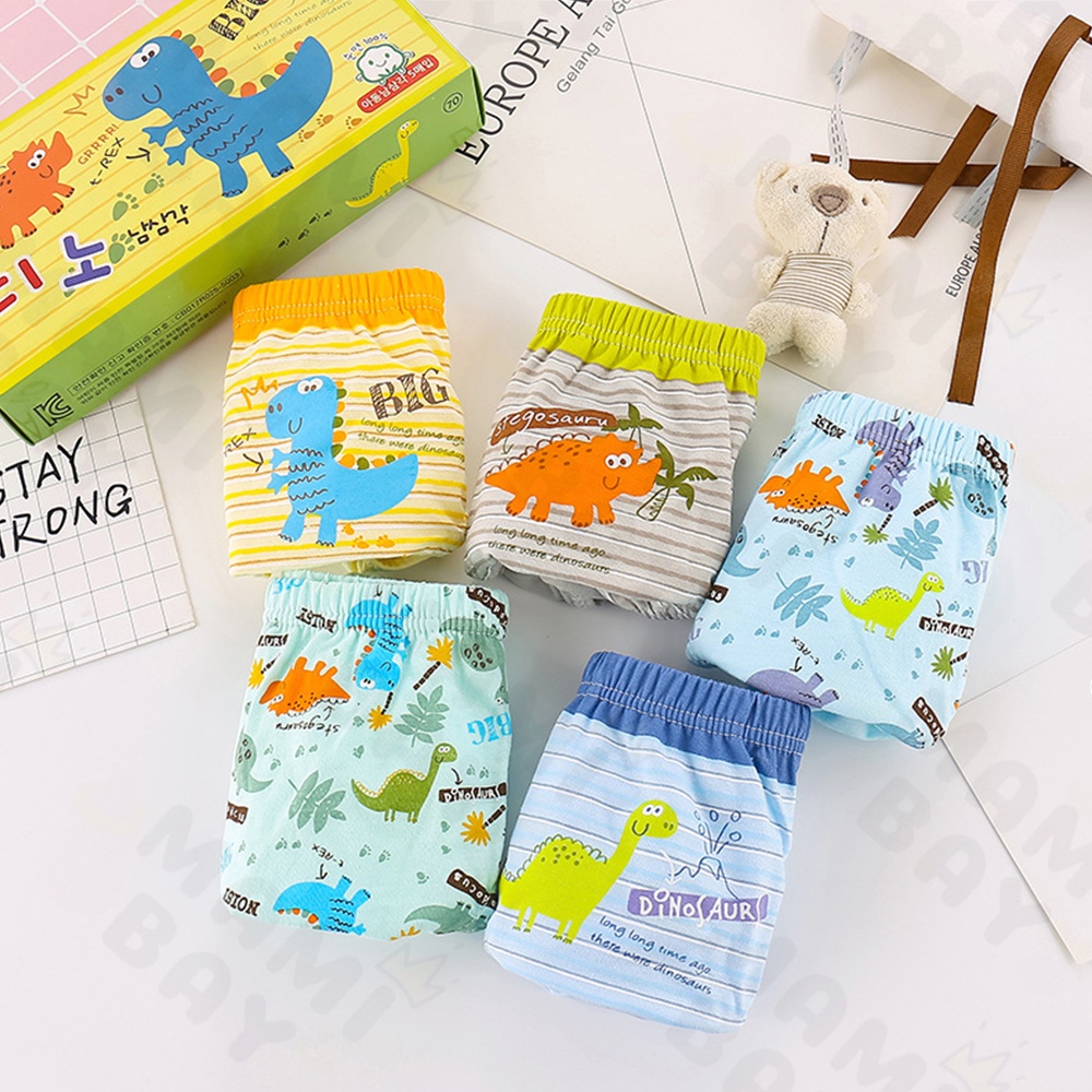 OKEYI Celana Dalam Anak Laki-Laki Bahan Katun Halus Motif Dinosaurus 5 PCS/Set