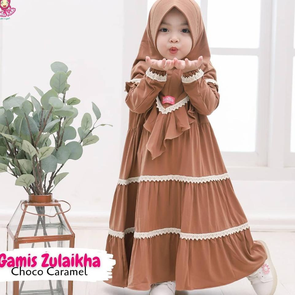 Booming Gamis Polos Anak Renda Bawah Gamis Anak Perempuan 2 - 5 Tahun