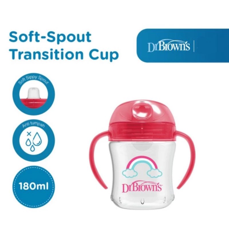 Dr Brown's Brown Soft Spout Transition Cup Stage 1 6m+ 180ml / cups anak