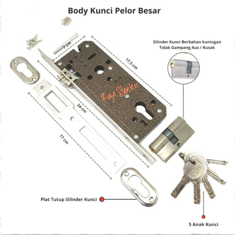 Kunci pintu rumah bodi kunci pelor lock bodi pintu