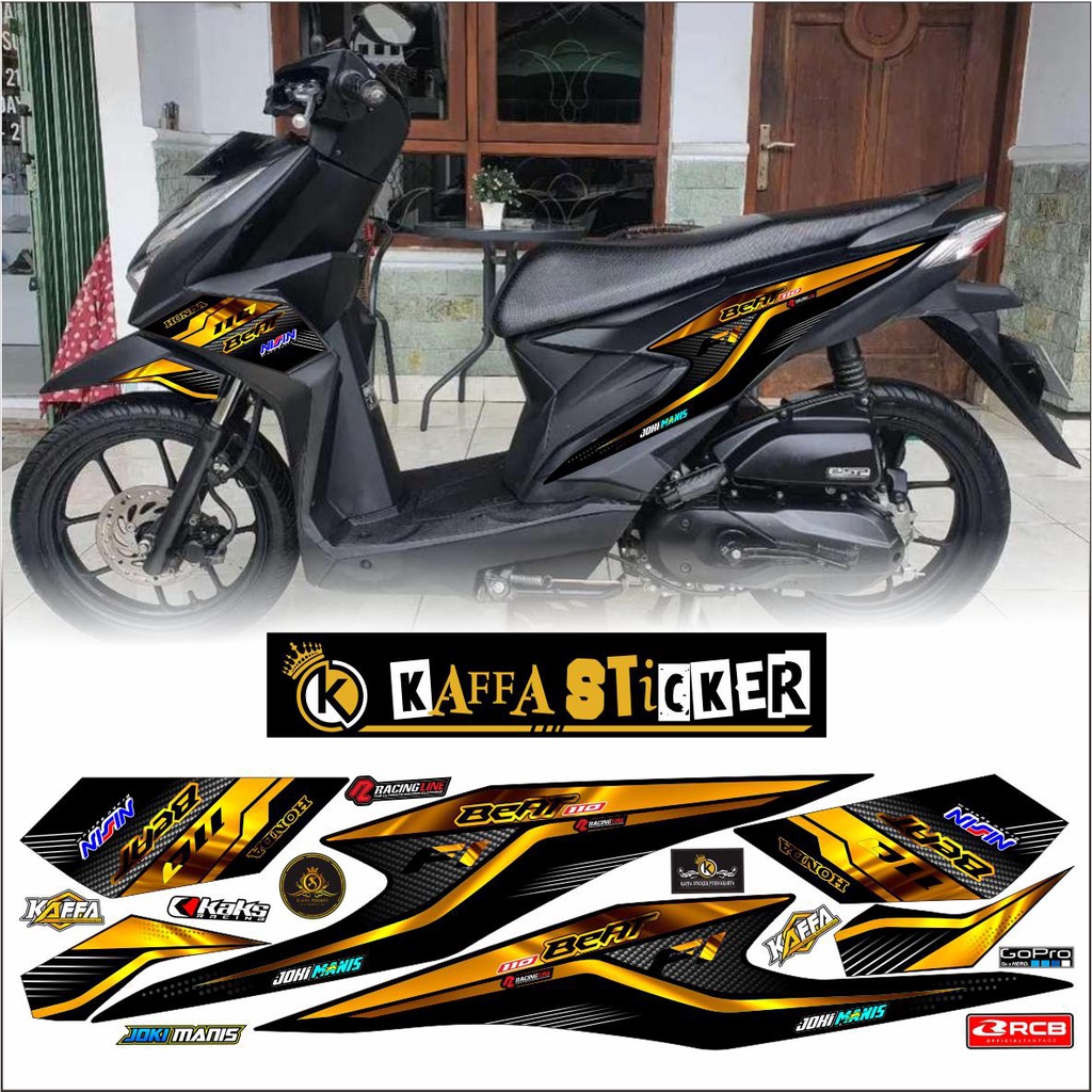 Striping Beat Deluxe - Stiker Motor Honda Beat Street Gold