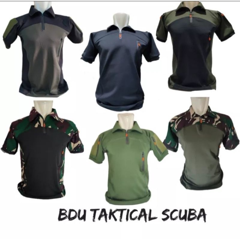 BAJU SCUBA PENDEK TANGAN TACTICAL ARMY / BAJU SCUBA ARMY PRIA / BAJU LAPANGAN SCUBA PENDEK TACTICAL 
