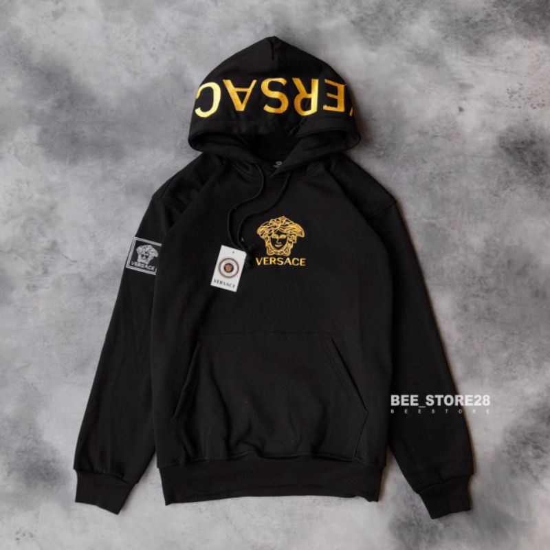 SWEATER HOODIE VERSACE HITAM GOLD PREMIUM AUTHENTIC