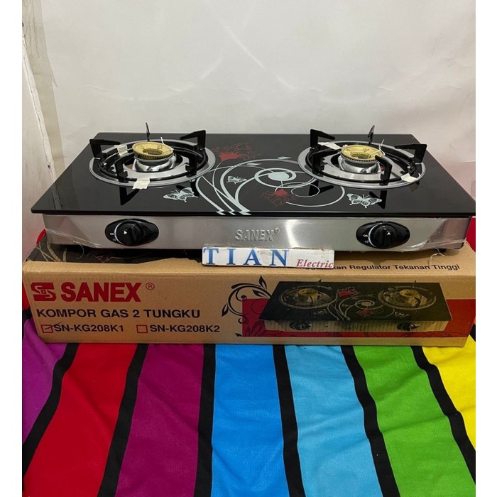 SANEX SN-KG208K1 Kompor Gas 2 Tungku Glass ORIGINAL.