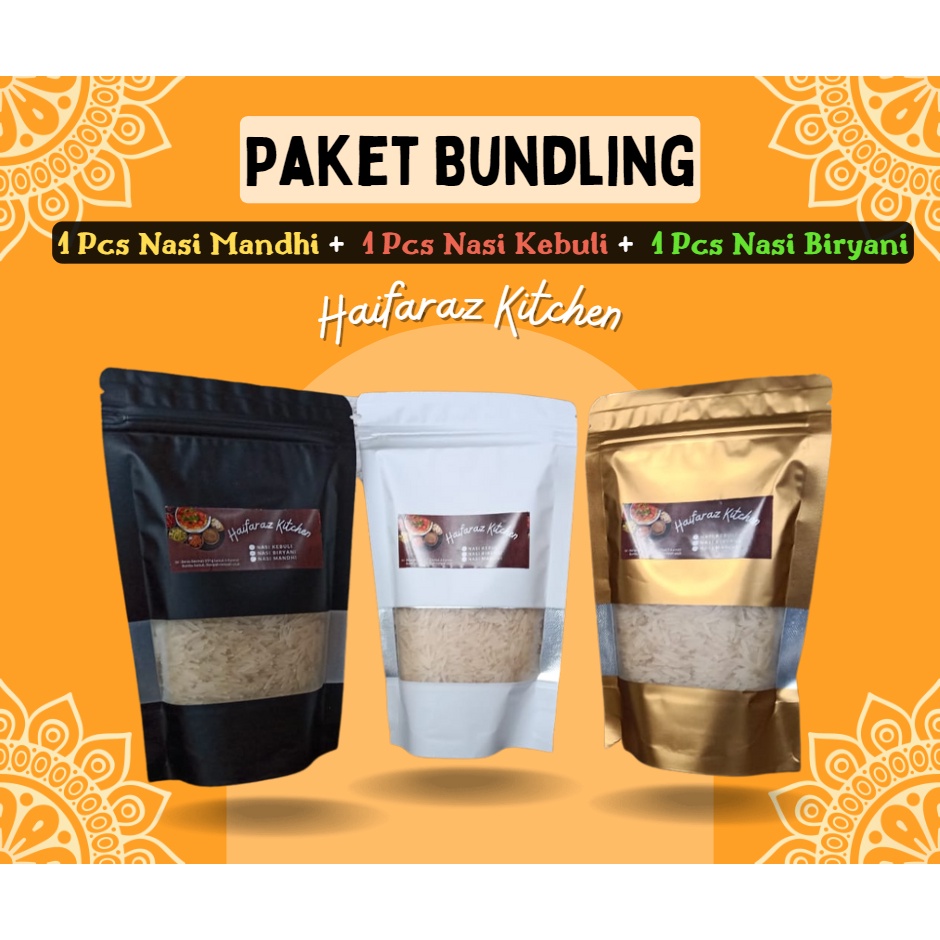 

Paket Bundling Hemat Nasi Instan Mandhi + Kebuli + Biryani Haifaraz