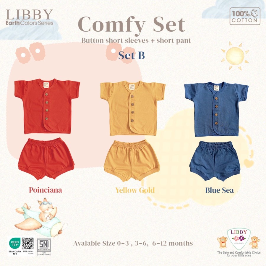 Libby EARTH COLORS COMFY SET Pendek / Baju Setelan Pendek Libby