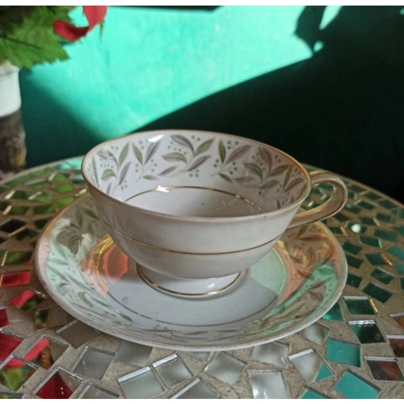sepasang Teaset Antik(cangkir+lepek ) NORITAKE Jepang ORIGINAL barang tua handmade