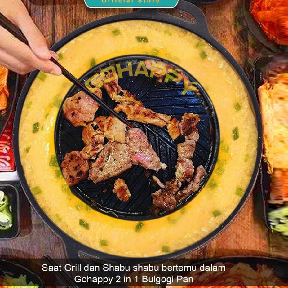 Terbaru⭐✔️-Halomurah 2 in 1 Panci Shabu shabu bulgogi grill pan (GHK39) KOREAN Mookata Pemanggang - 