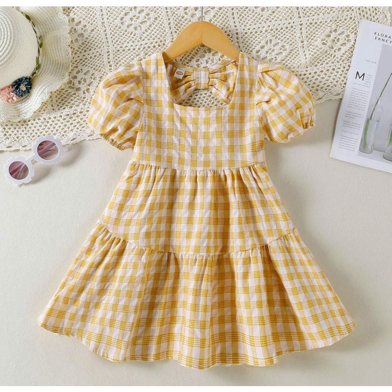 IL - DRESS ANAK PITA RAMPEL KOTAK / DRESS ANAK PEREMPUAN LUCU MOTIF KOTAK TARTAN