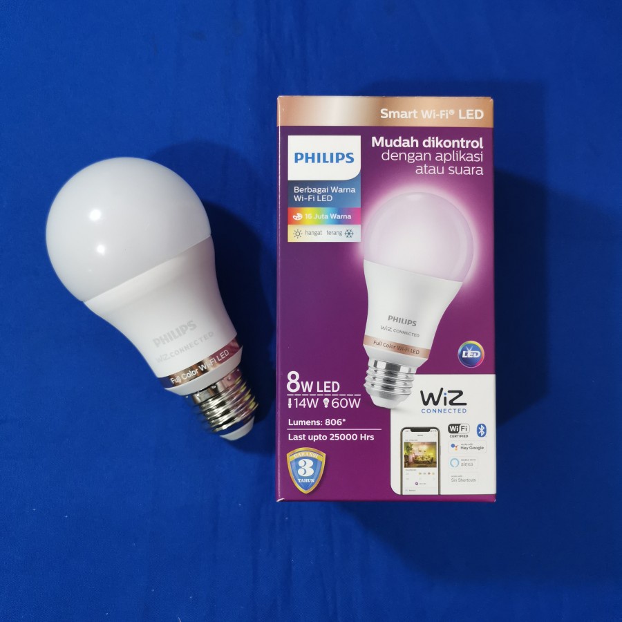 Lampu Philips Smart WiFI LED 8 Watt WiZ Bluetooth RGB Full Colors