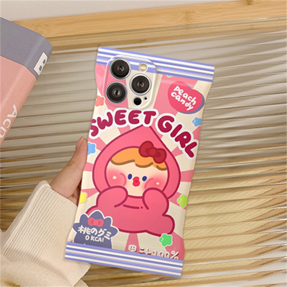 Soft Cute Case VIVO Y16 Y35 Y22 Y15s Y15A Y01 V25 Y21 Y33s Y20 Y21A Y12 Y12s Y15 V21e Y91C Y1s Y17 Y30 Y11 Y12i Y50 Kartun Peach Gadis TPU Phone Cover