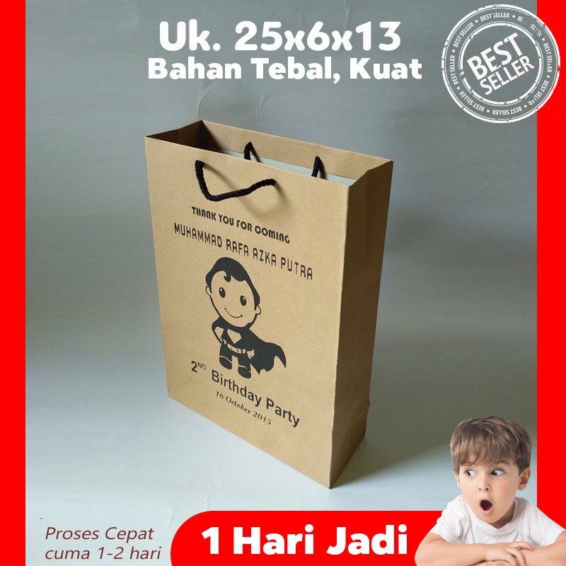 

Tas Ulang Tahun Anak Mini 25x6x13 cm / Tas Kertas Ulang Tahun Anak Murah Bebas Desain Suka Suka