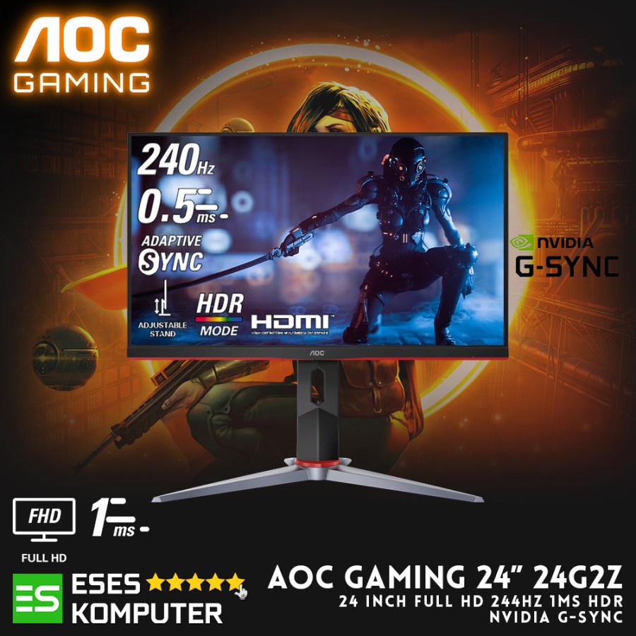 Monitor AOC Gaming 24G2Z 23.8 Inch 240Hz 0.5ms IPS Adaptive Sync HDR