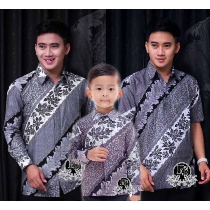 COUPLE BATIK AYAH DAN ANAK LAKI-LAKI MOTIF TERBARU SIZE M L XL XXL COUPLE BATIK KELUARGA LAVENDER