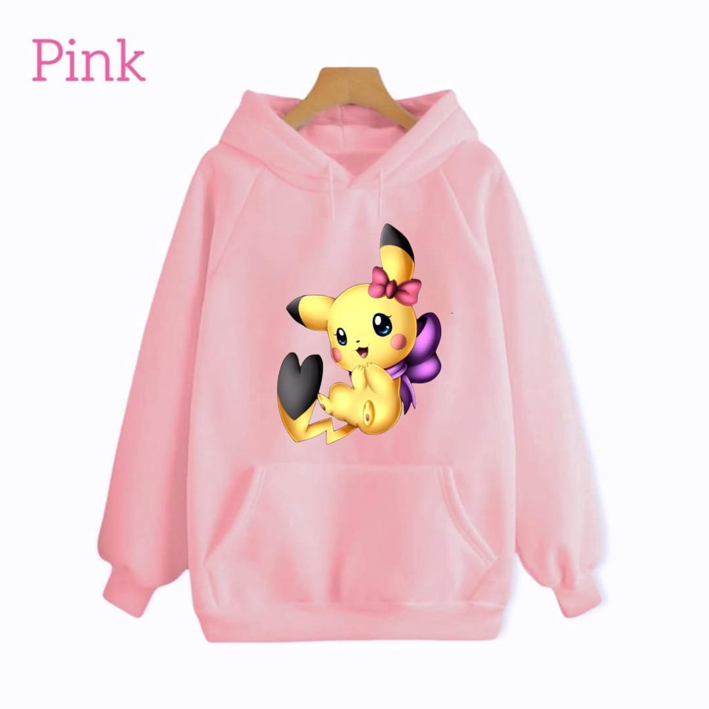 Hzl_outfit Sweater Hoodie Anak Perempuan Picachu Linda/ Sweater Hoodie Anak Anak