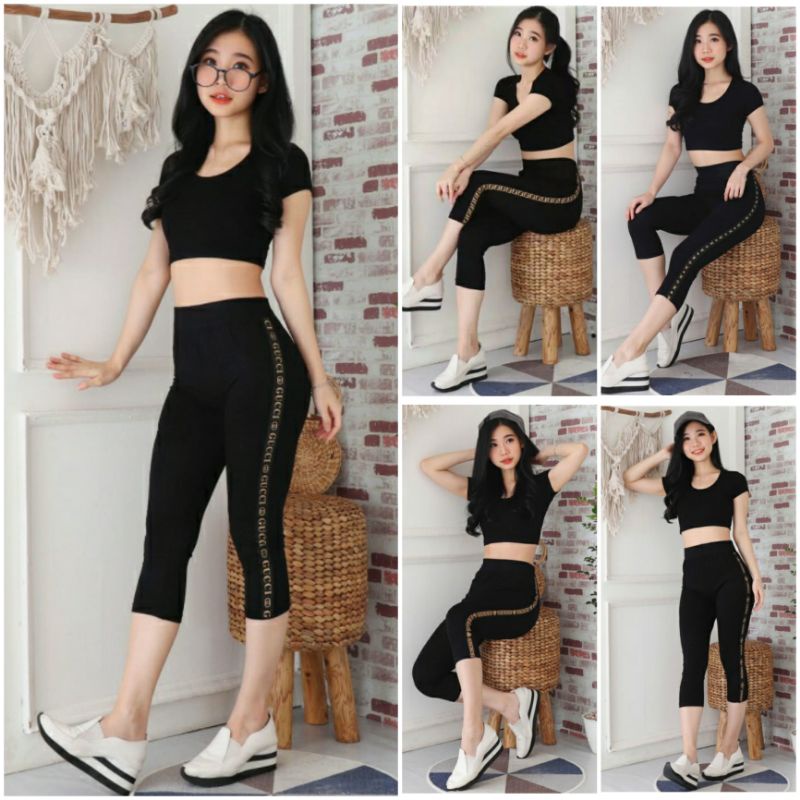 LEGGING IMPORT WANITA  LIST BRAND COKLAT maks bb 80an