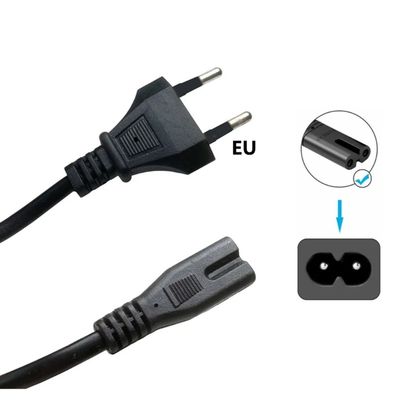 Zzz EU Kabel Listrik Bulat 2pin Kabel Ekstensi Male to Female IEC320 C7 Power Supply Wire Untuk Speaker LCD TV Lampu Printer