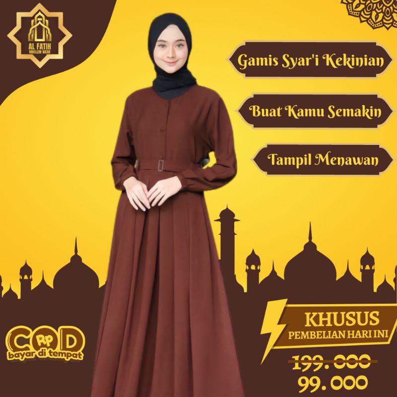 Gamis Dress Wanita Korea Kekinian Import Casual Dress Fashion Muslim Hijab