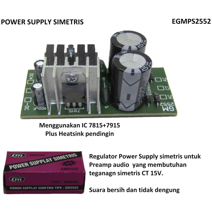 Jual Power supply simetris ct 7815 dan 7915 out ct 15V GM 2552 | Shopee