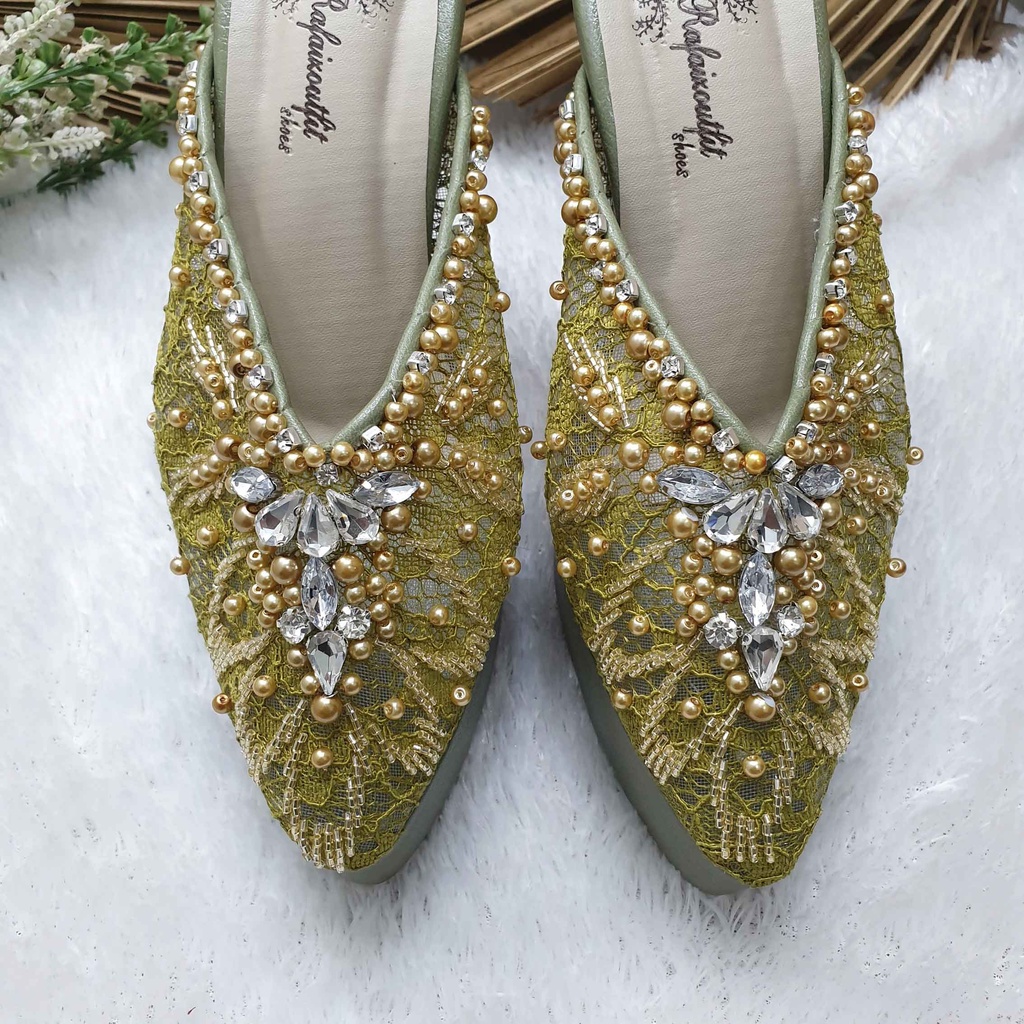 Sepatu wedding pesta cantik alena hiaju olive 12cm tahu