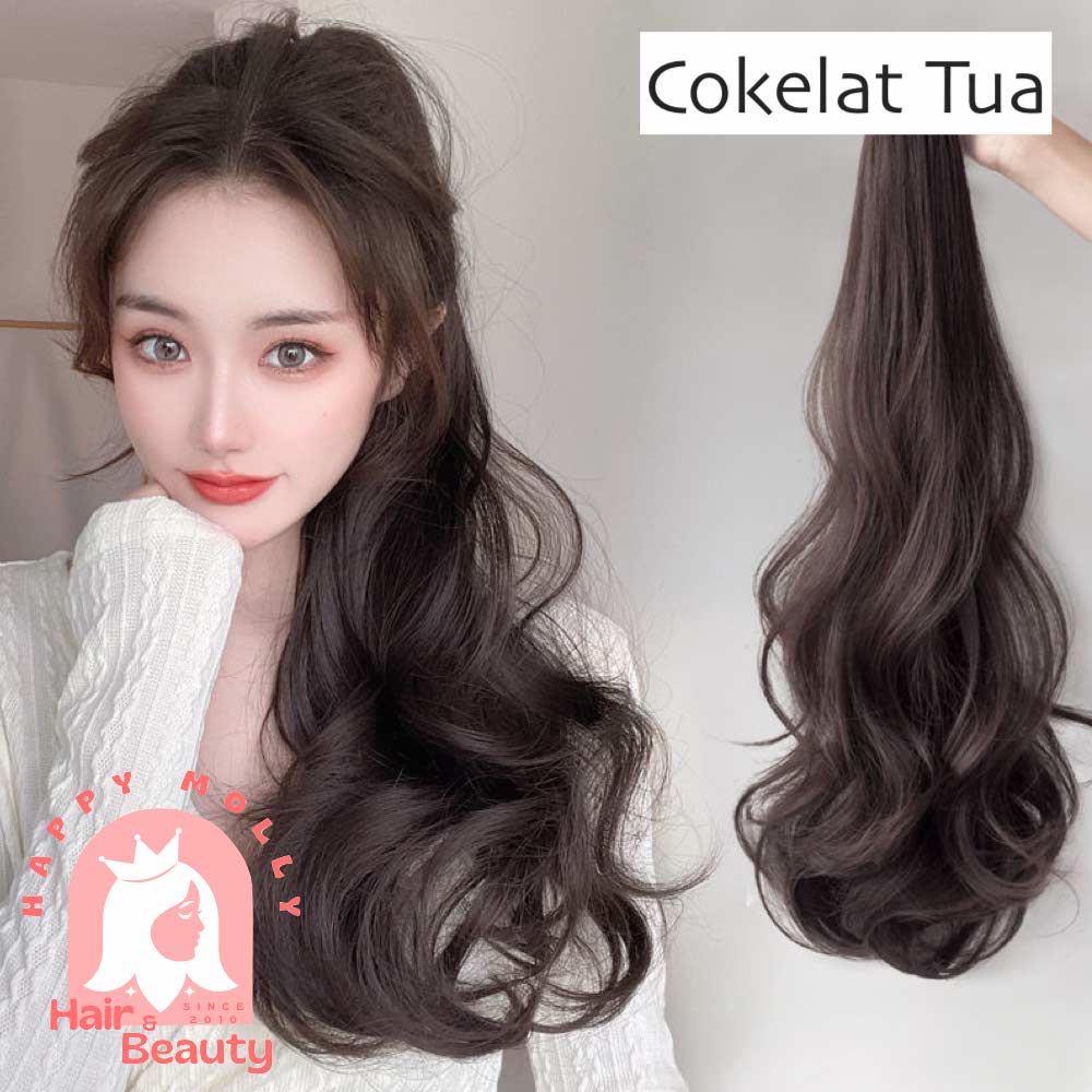 Hair Clip Ponytail Wig - Rambut Kuncir Ekor Kuda Fashion Wanita Korea - Curly - Hair Extension W8155 ( Group )