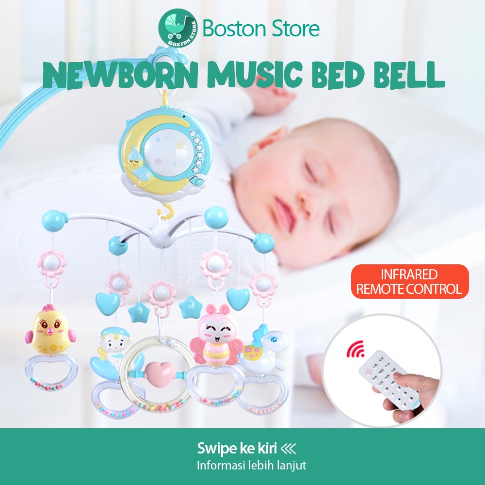 Bostonstore Mainan Box Tempat Tidur Bayi / Mainan Tidur Bayi / Crib Hanging Toys / Box Bayi musik toys Gantung di Tempat Tidur Bayi +Remote / Crib Bell Toys /  Mainan gantungan box ranjang bayi Gantungan tempat tidur bayi baby crib toys baby bed