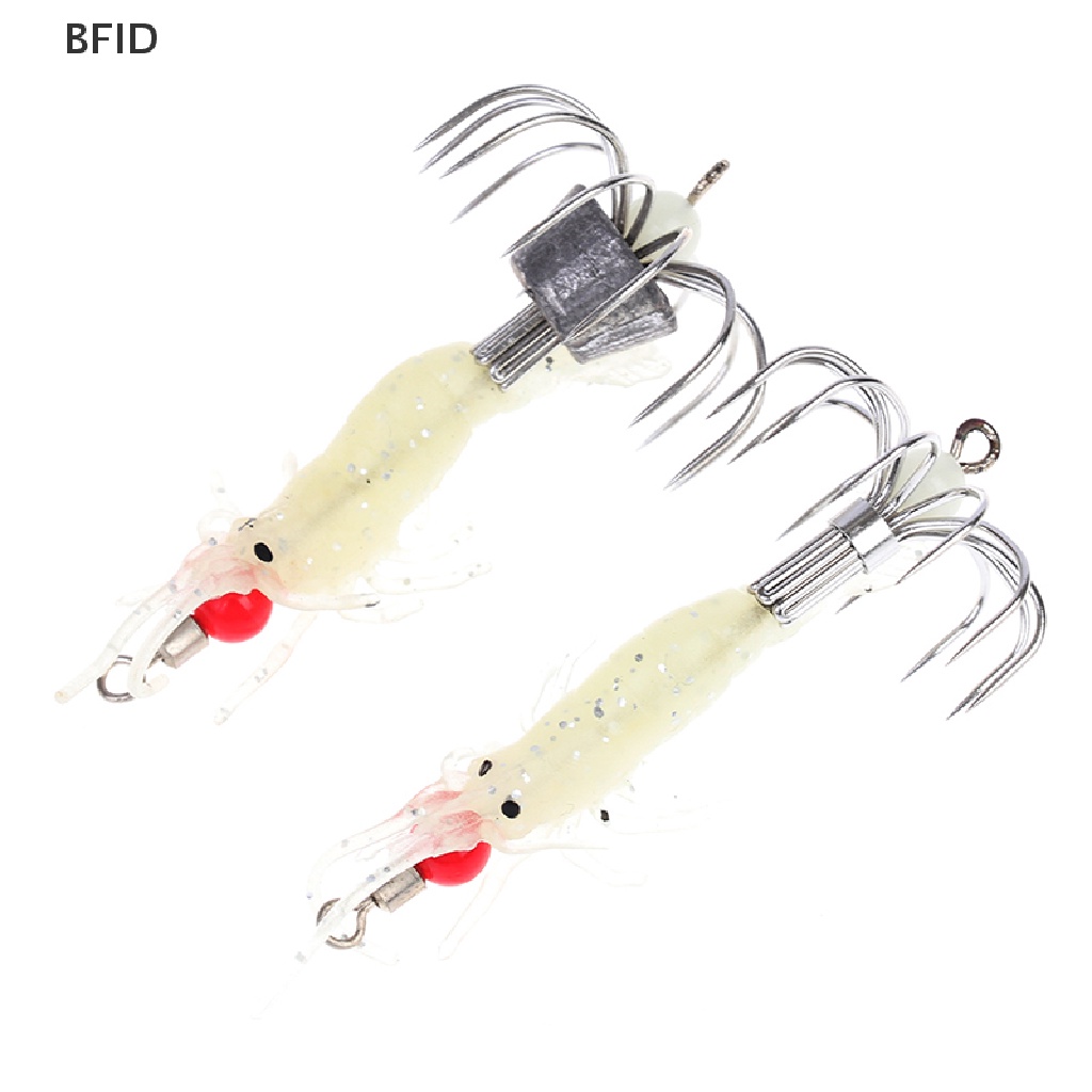 [BFID] 1pc Luminous Squid Jigs Glow Udang Kayu Dengan Kait Gurita Cumi Umpan Pancing [ID]