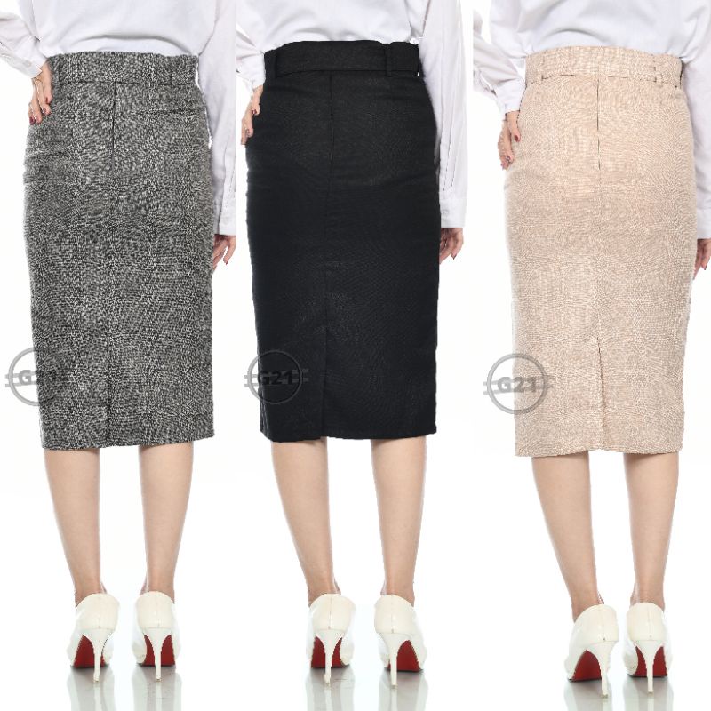 Rok Kerja Hitam Pendek Span Midi 7/8 Dibawah lutut Bahan Formal Kantor