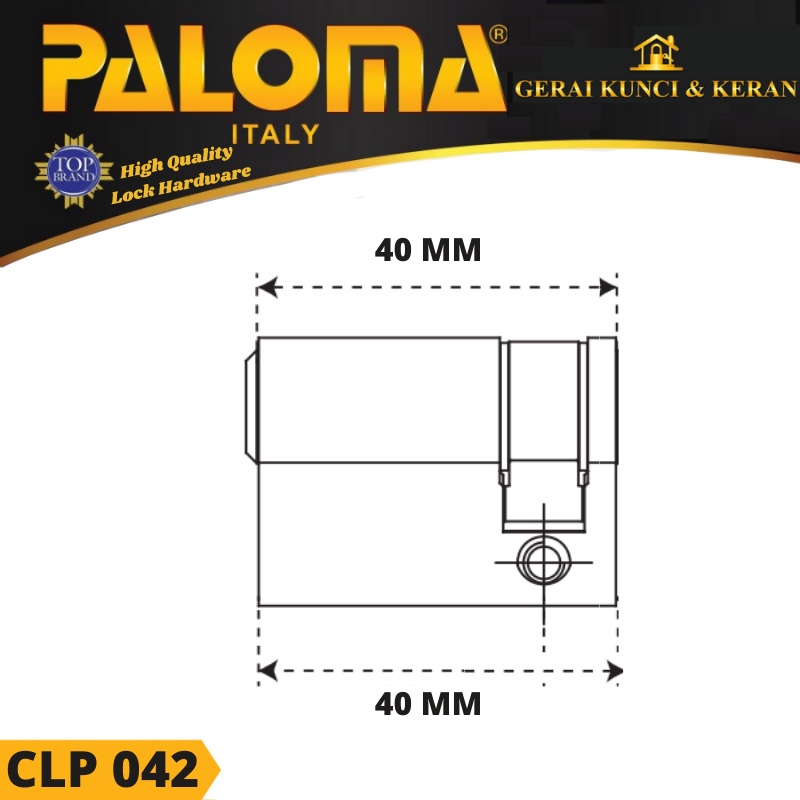 PALOMA CLP 042 HALF CYLINDER KEY LOCK KUNCI DELUXE 40MM STD KEY SN