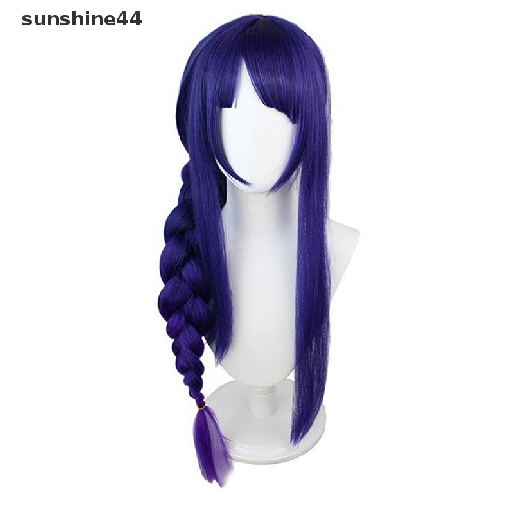 Sunshine Game Genshin Impact Raiden Sho Baal Wig Cosplay Rambut Palsu Pewarna Gradasi Panjang.