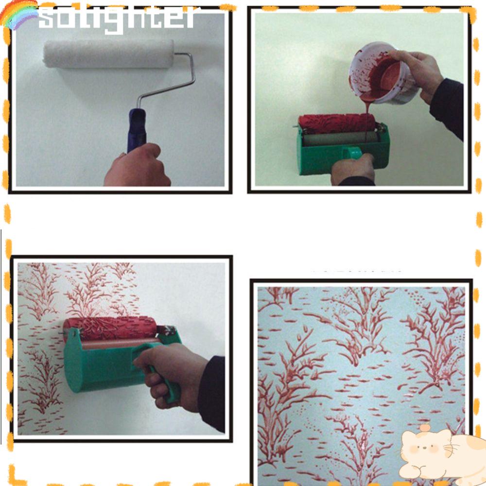 Solighter Grain Paint Roller Dekorasi Rumah Wallpaper Kuas DIY Pigment Printing Seni Imitasi Pola Alat