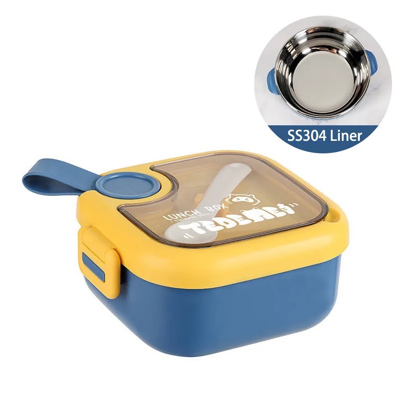 Kotak Makan Bento TEDEMEI Transparant Lid Stainless Steel 750ml BPA FREE Tempat Makan Lunch Box 6733