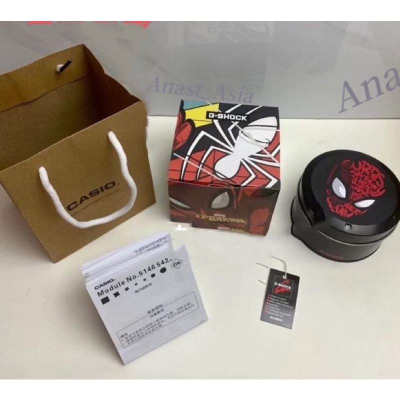 Box Kaleng Kotak Jam Tangan Casio G-Shock Fullset Black Spiderman Iron Man Captain Marvel One Piece Edition