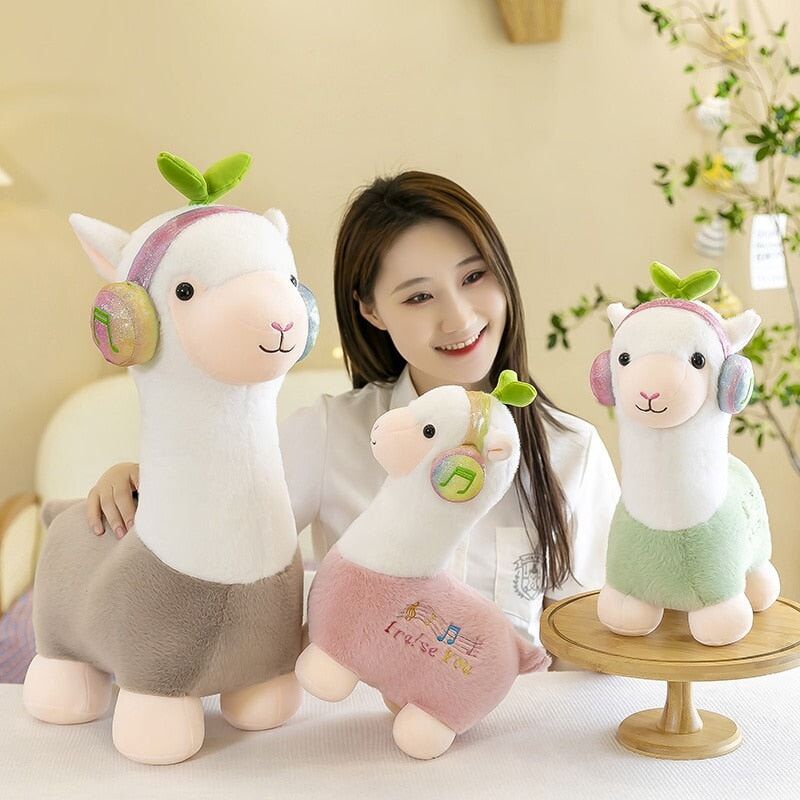 Boneka Alpaca Dengar Musik Viral Cute Pakai Headset Bahan Plus Yelvo Halus