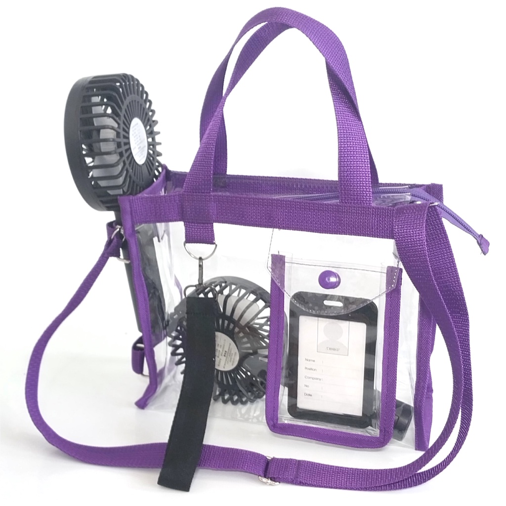 TAS SELEMPANG TRANSPARAN PVC SLING BAG / HAND BAG / TAS KONSER / TAS MIKA UNGU